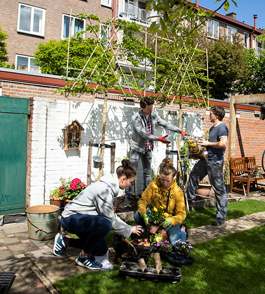 Hypotheek afsluiten om te verbouwen - afbeelding mensen knappen tuin op
